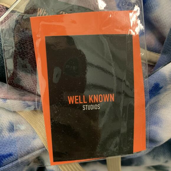 WELL KNOWN Size XXL Houston Blue Black Pink Tie Dye Cotton Hooded Sweatshirt - Picture 4 of 6